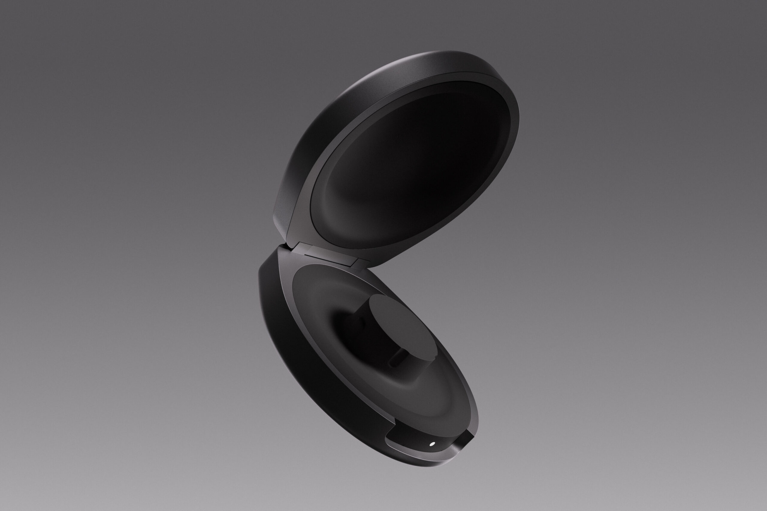 Render of Oura’s new charging case while open.