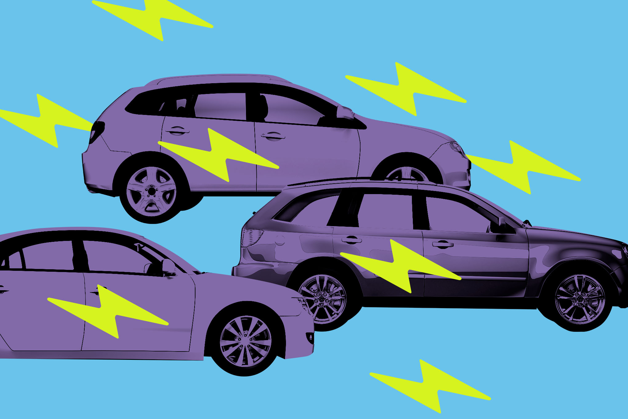 image of electric vehicles with lightning bolts