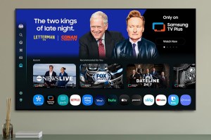 Samsung's QN70F 4K TV mounted onto a wall.