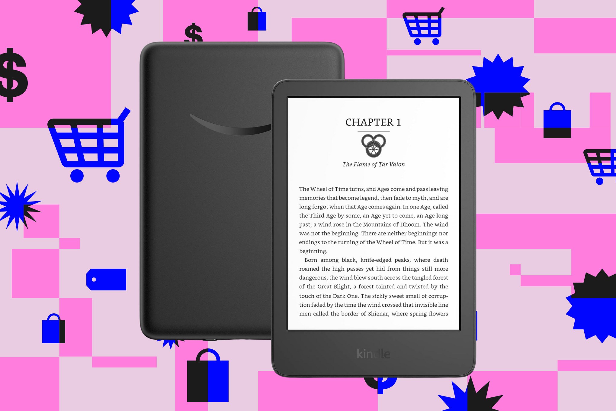 The 2022 Kindle against a pink background