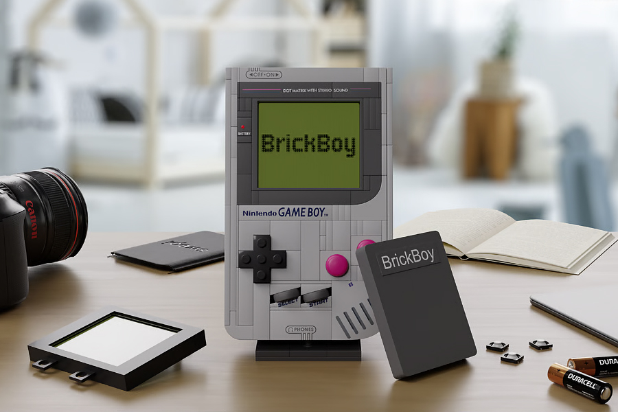 A render of the Lego Game Boy with the BrickBoy kit installed.