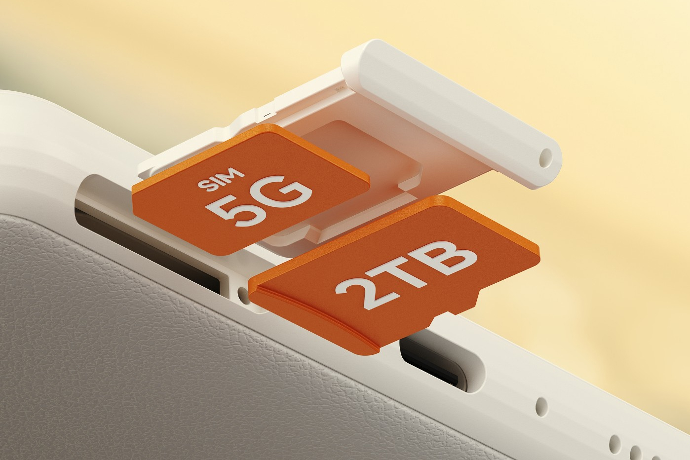 A SIM tray and cards being removed from the Boox P6 Pro.