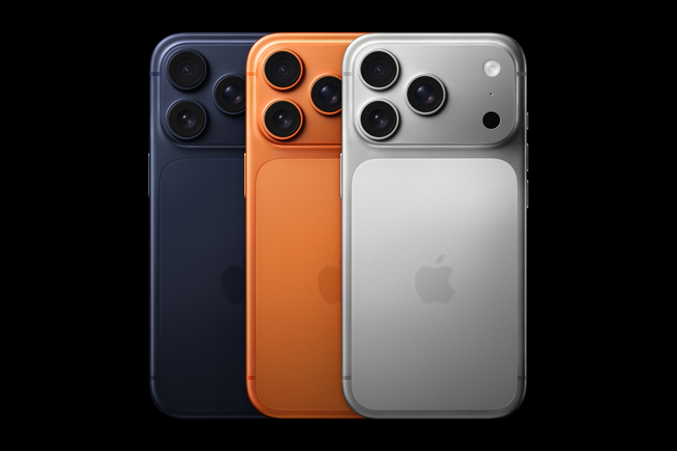 The iPhone 17 Pro in three different colors.