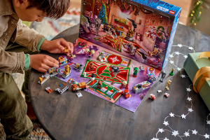 The Lego Star Wars Advent Calendar 2025 being played with on a table.