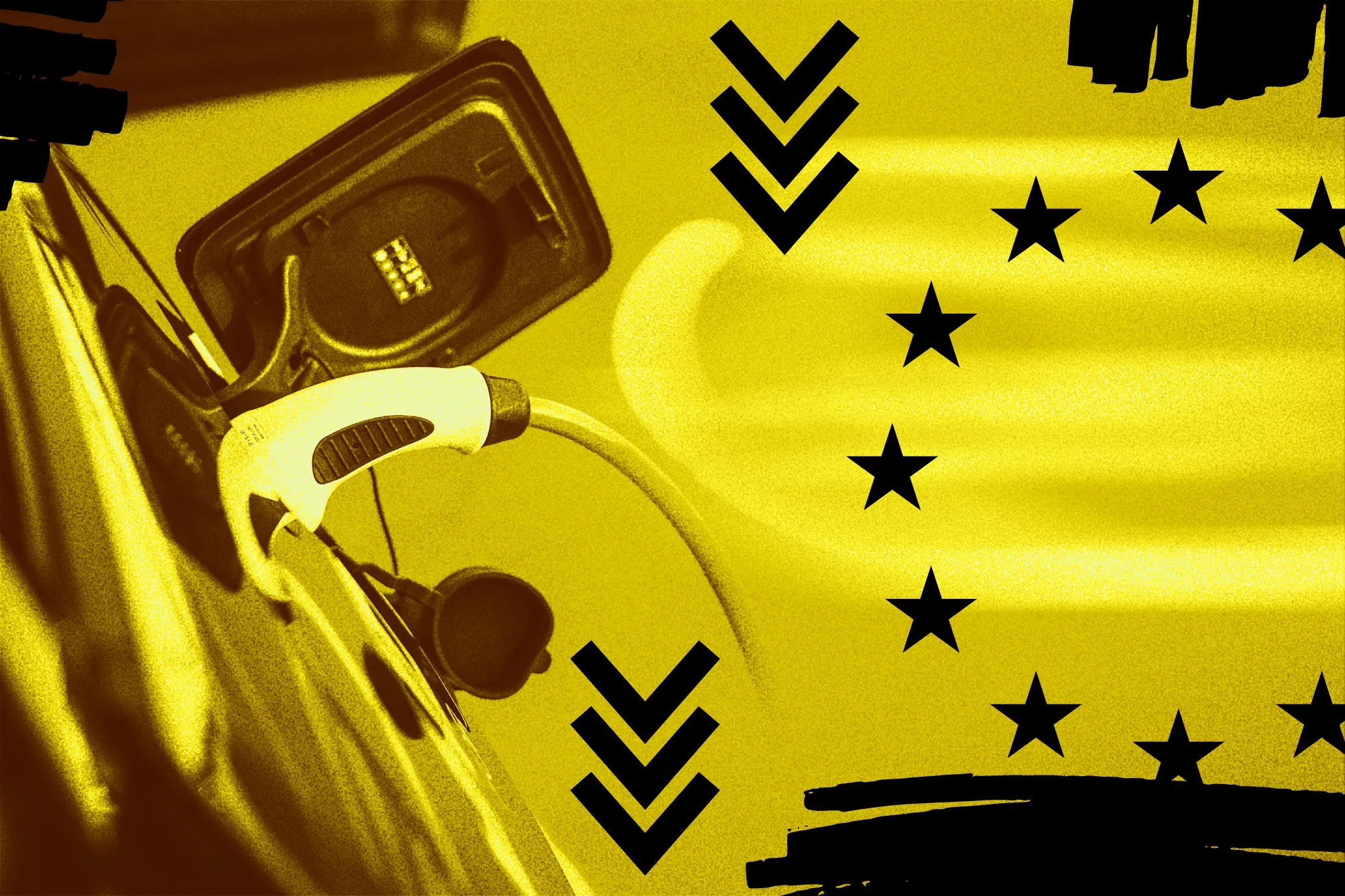 illustration of EU logo and EV charging