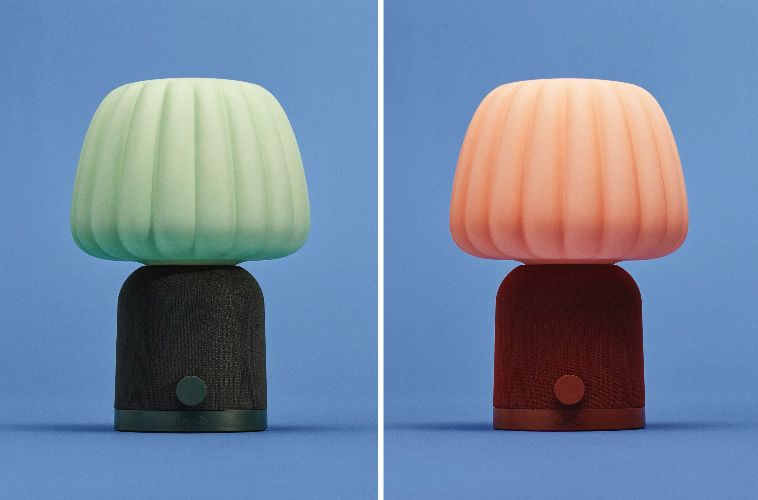 Two versions of Ikea’s Bluetooth lamp.