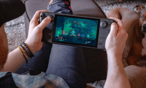 Portable steam deck held in two hands