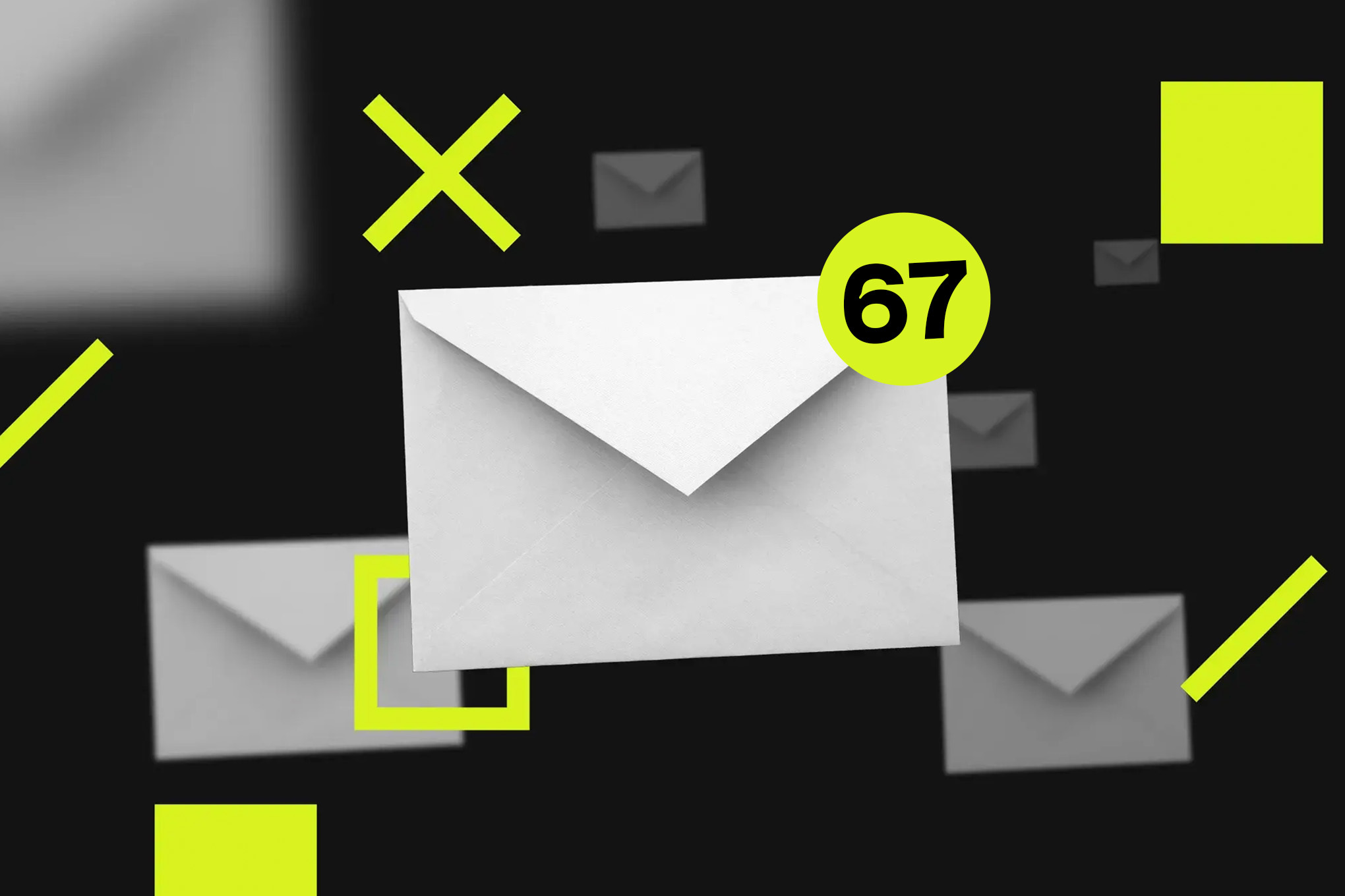 A stylized photo illustration featuring an email logo with an unread notification counter