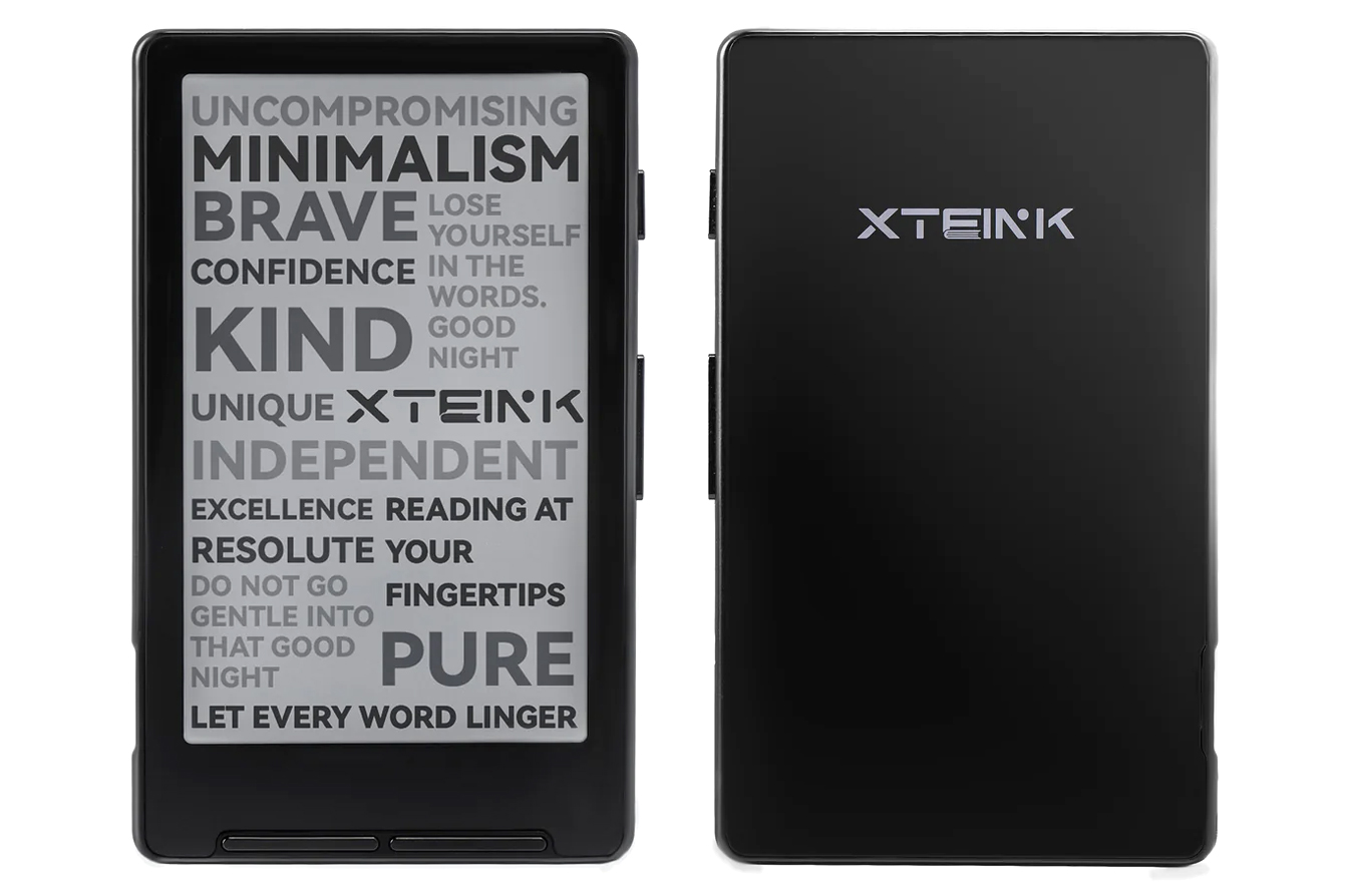 The Xteink X4 e-reader pictured from the front and back. The Xteink X4 e-reader pictured from the front and back.
