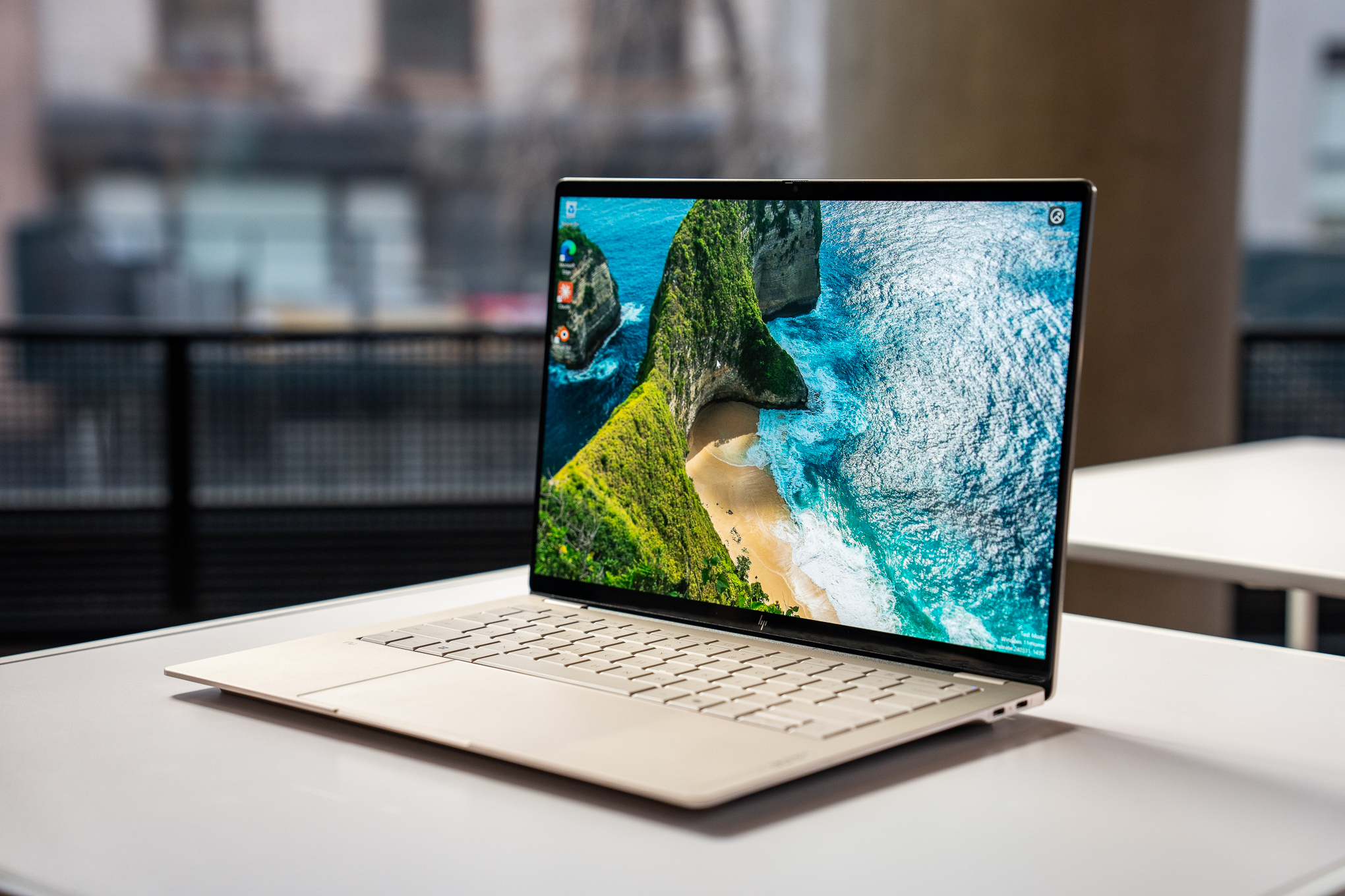 The 2026 HP OmniBook Ultra AI laptop positioned on a table.