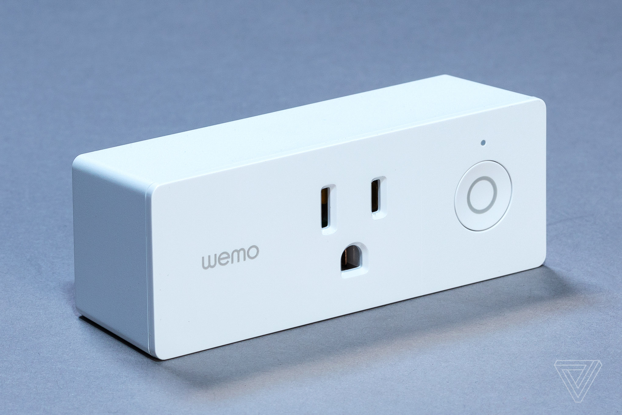 A Wemo Smart Plug Mini, front view