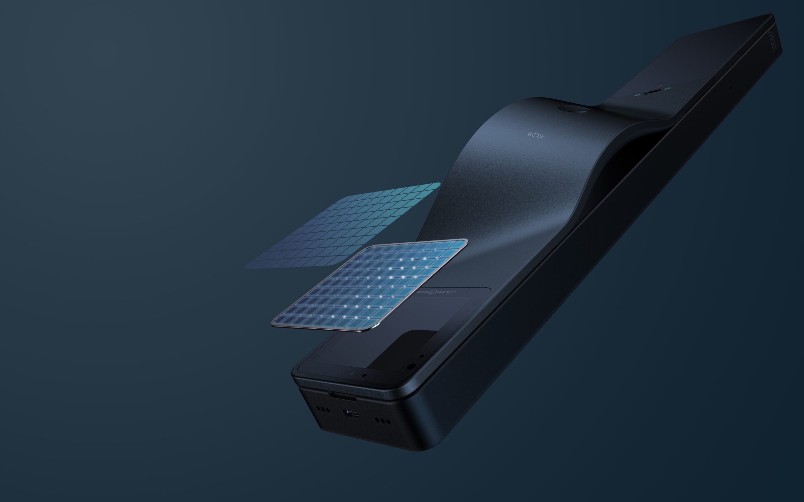 Strange looking curved smart lock against a dark background