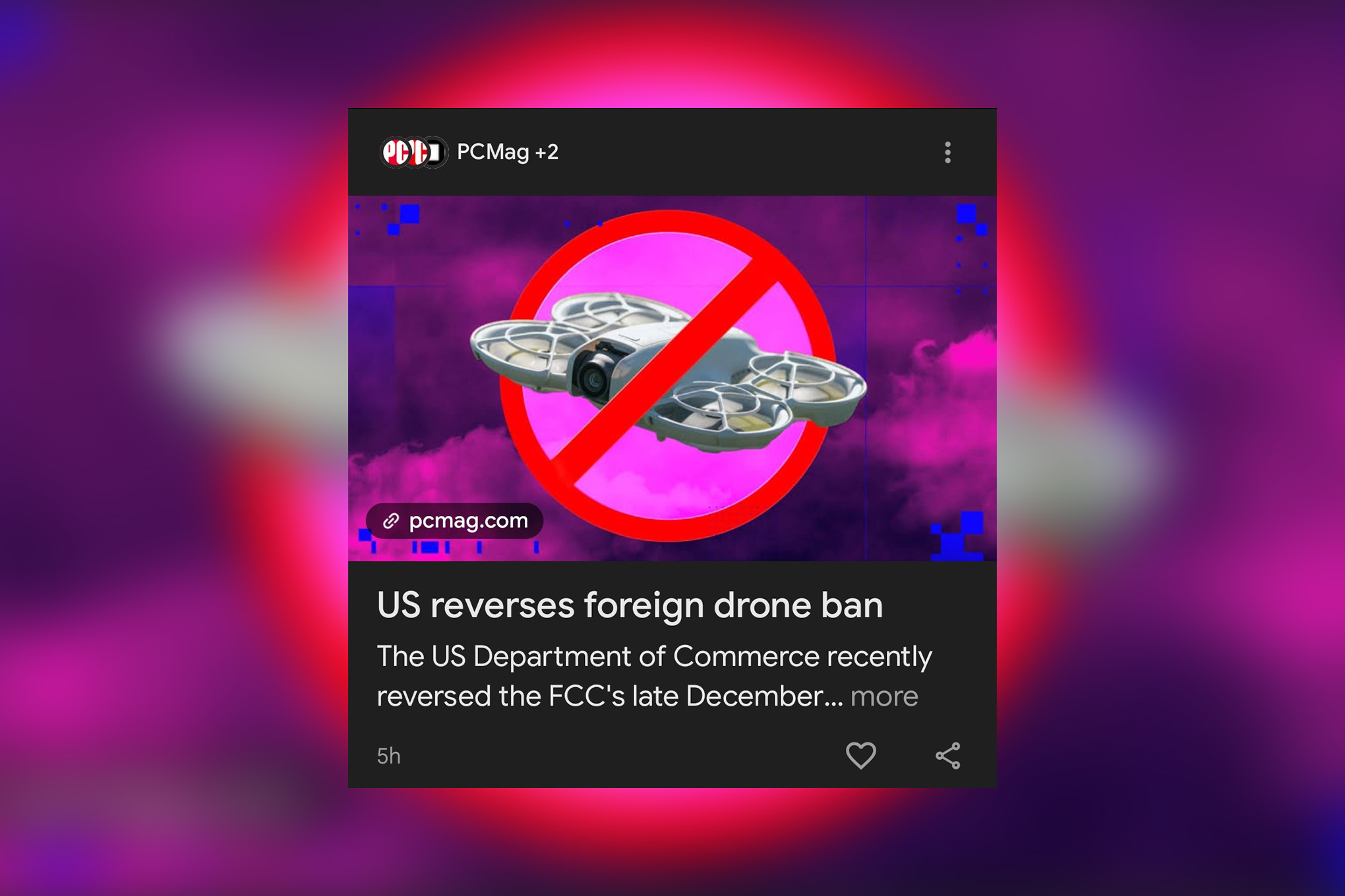 “US reverses foreign drone ban,” reads Google’s AI headline.