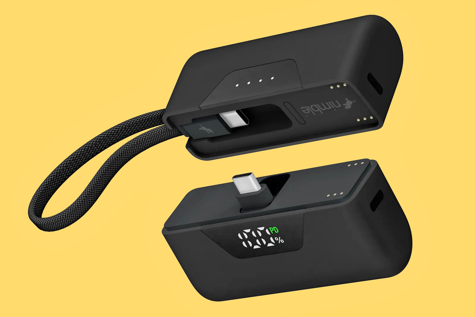 Nimble’s Champ Stack 10K power bank shown split in two.
