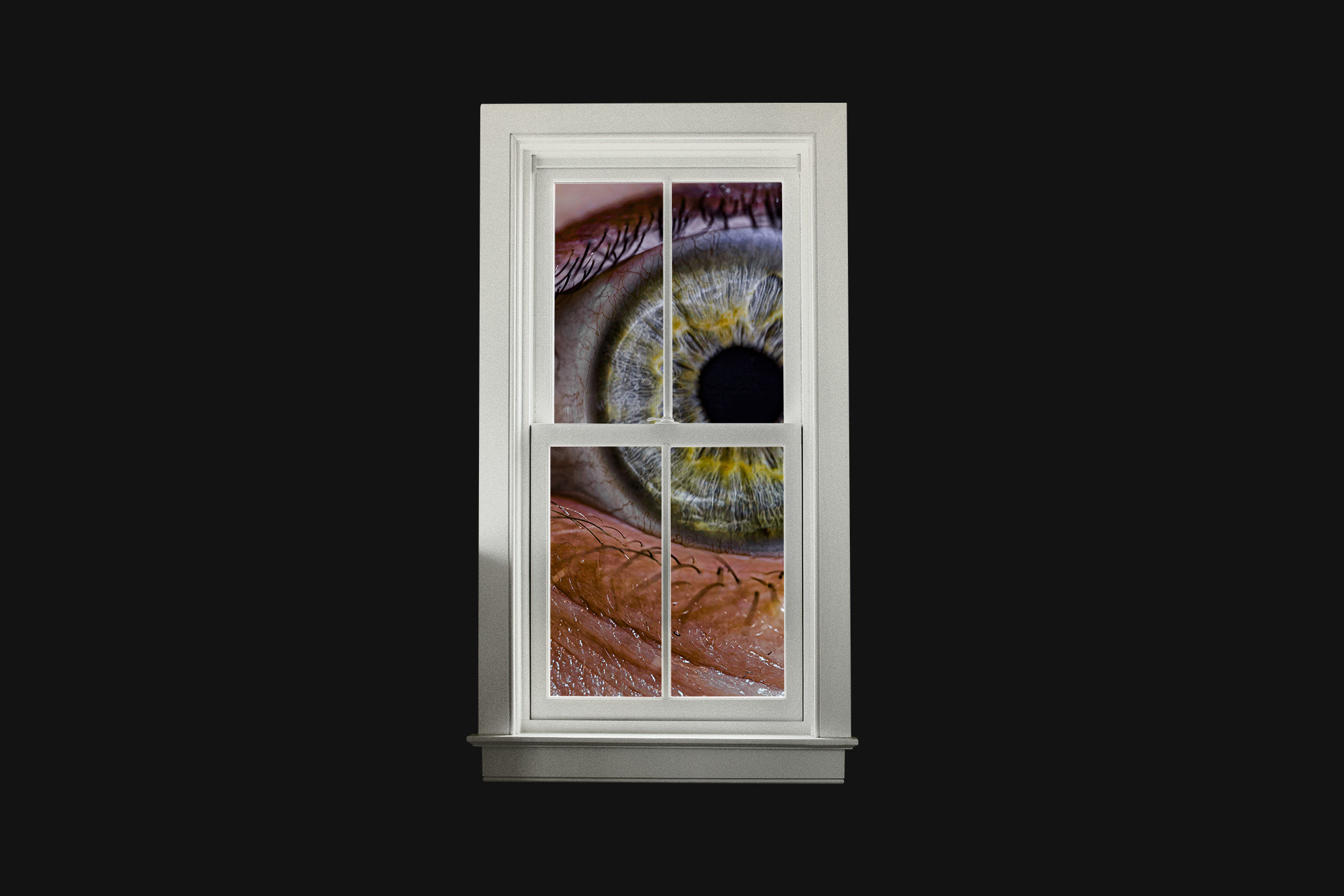 Eye looking through a window