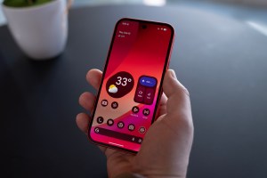 Illuminated screen of a Google Pixel 10A in someone’s hand.