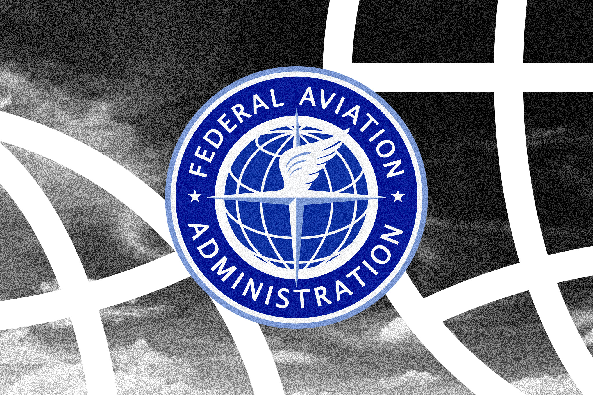 A photo illustration of the FAA logo.