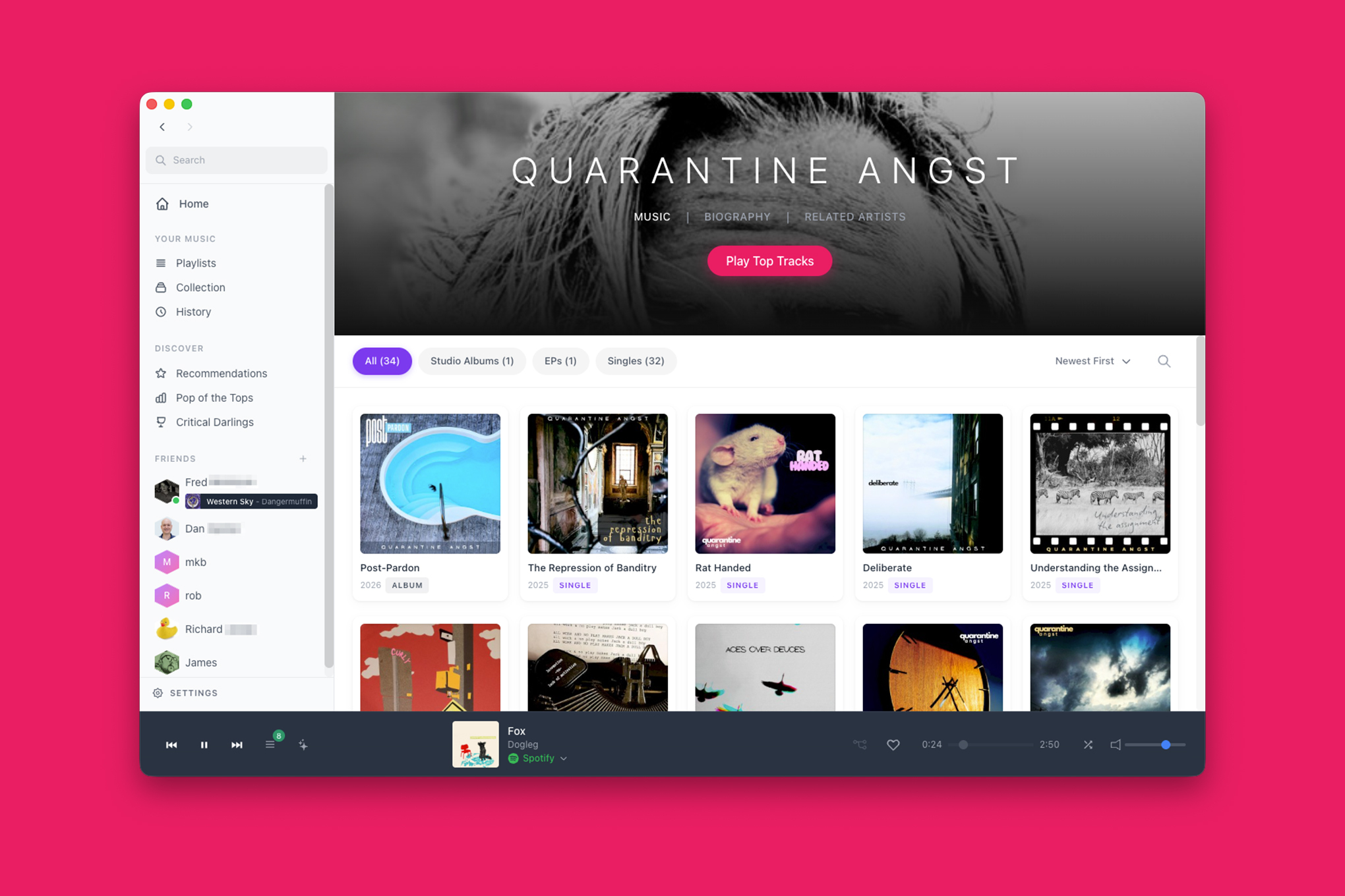 Parachord early build screenshot music streaming vibe-coded app