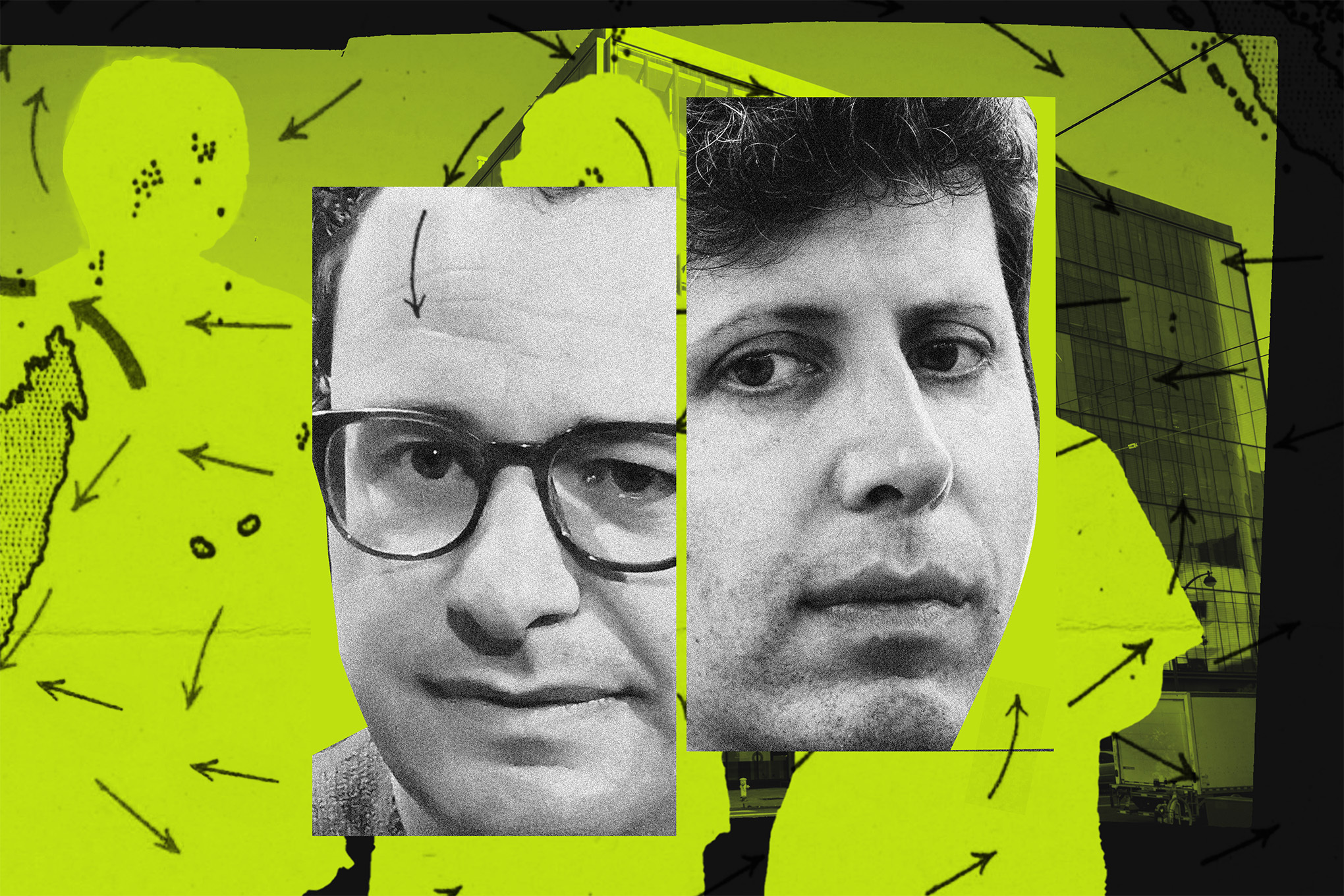 A photo illustration featuring Anthropic CEO Dario Amodei and OpenAI CEO Sam Altman.