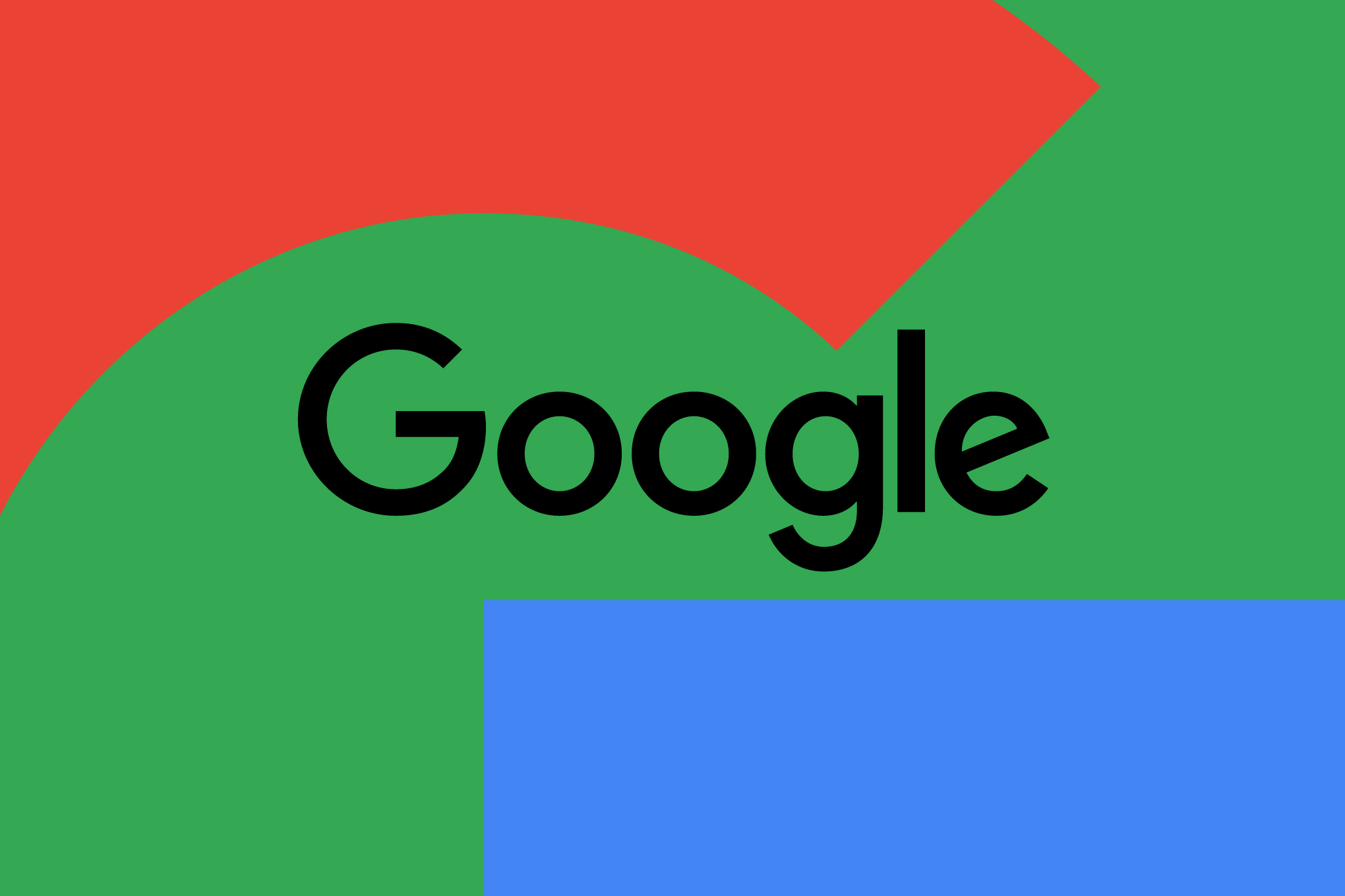 An illustration of the Google logo on a red, green, and blue background