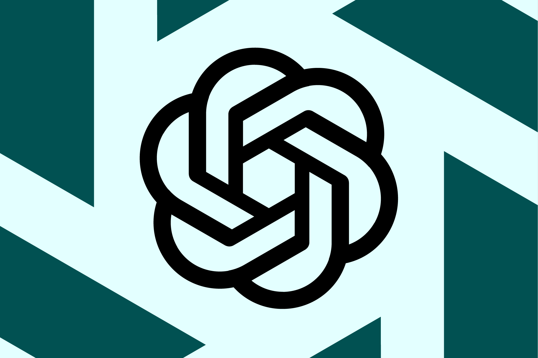 Open AI logo on a graphic green backround.