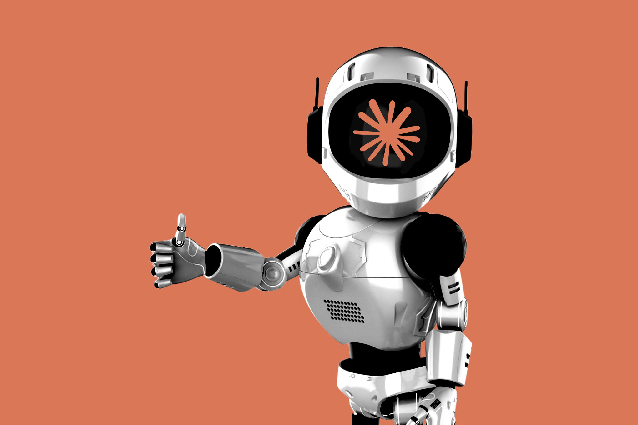 Claude logo on robot’s face.