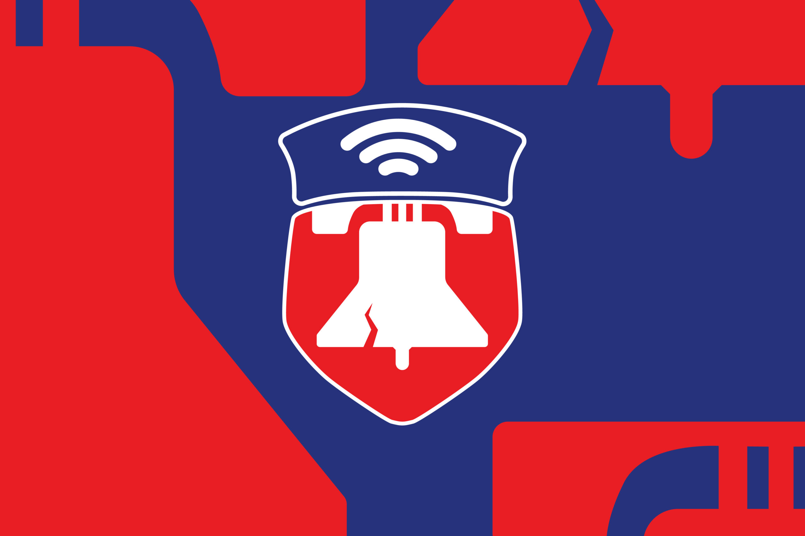 Liberty Mobile logo on a blue and red background.