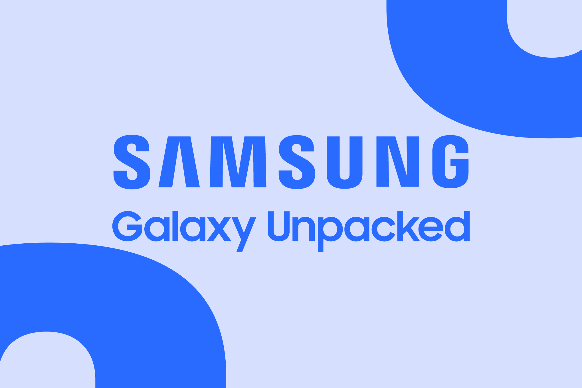 Samsung Galaxy Unpacked logo on a light blue background.