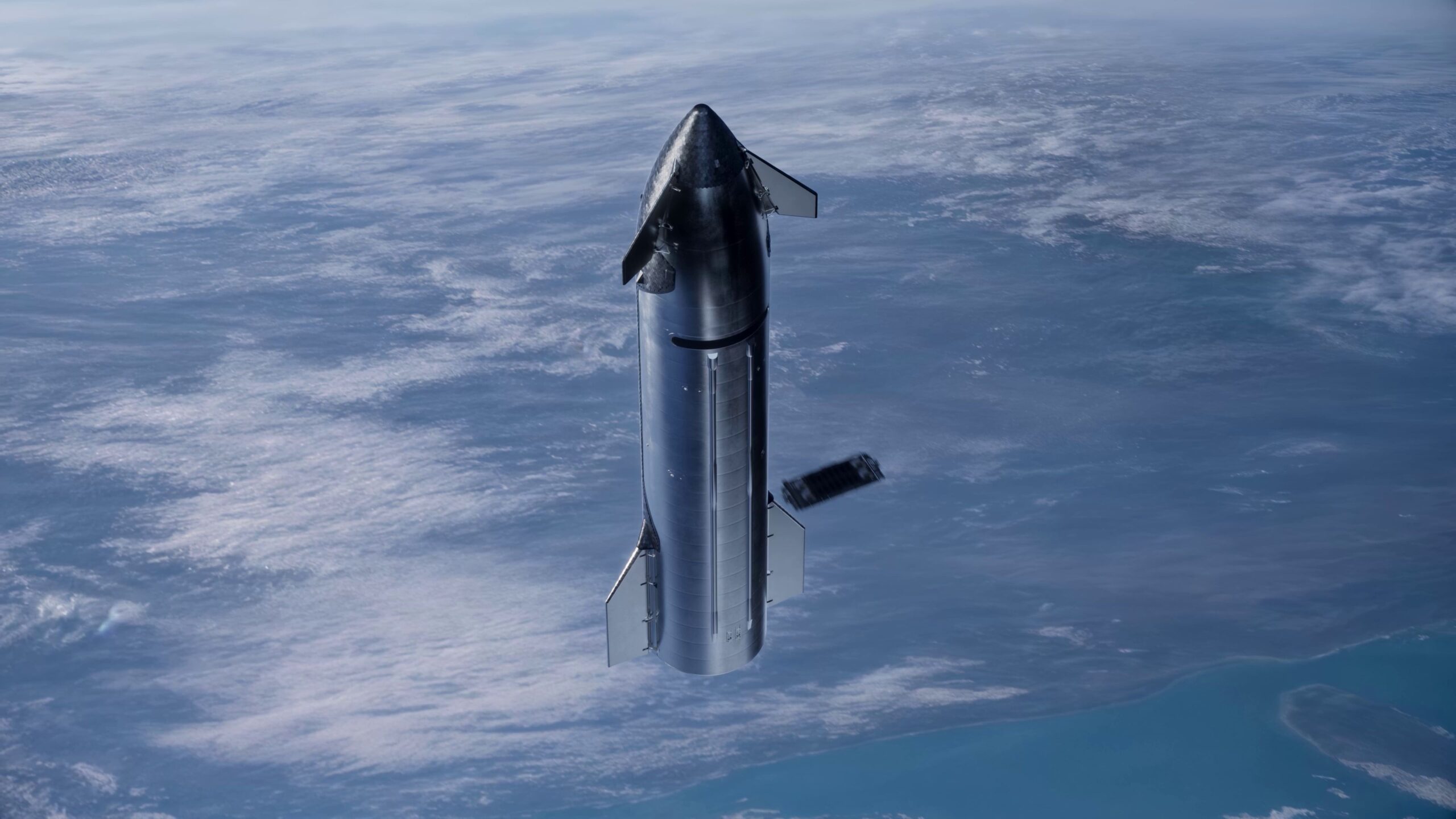 SpaceX rendering of a Starship and a blurry thing that might be an orbital data center