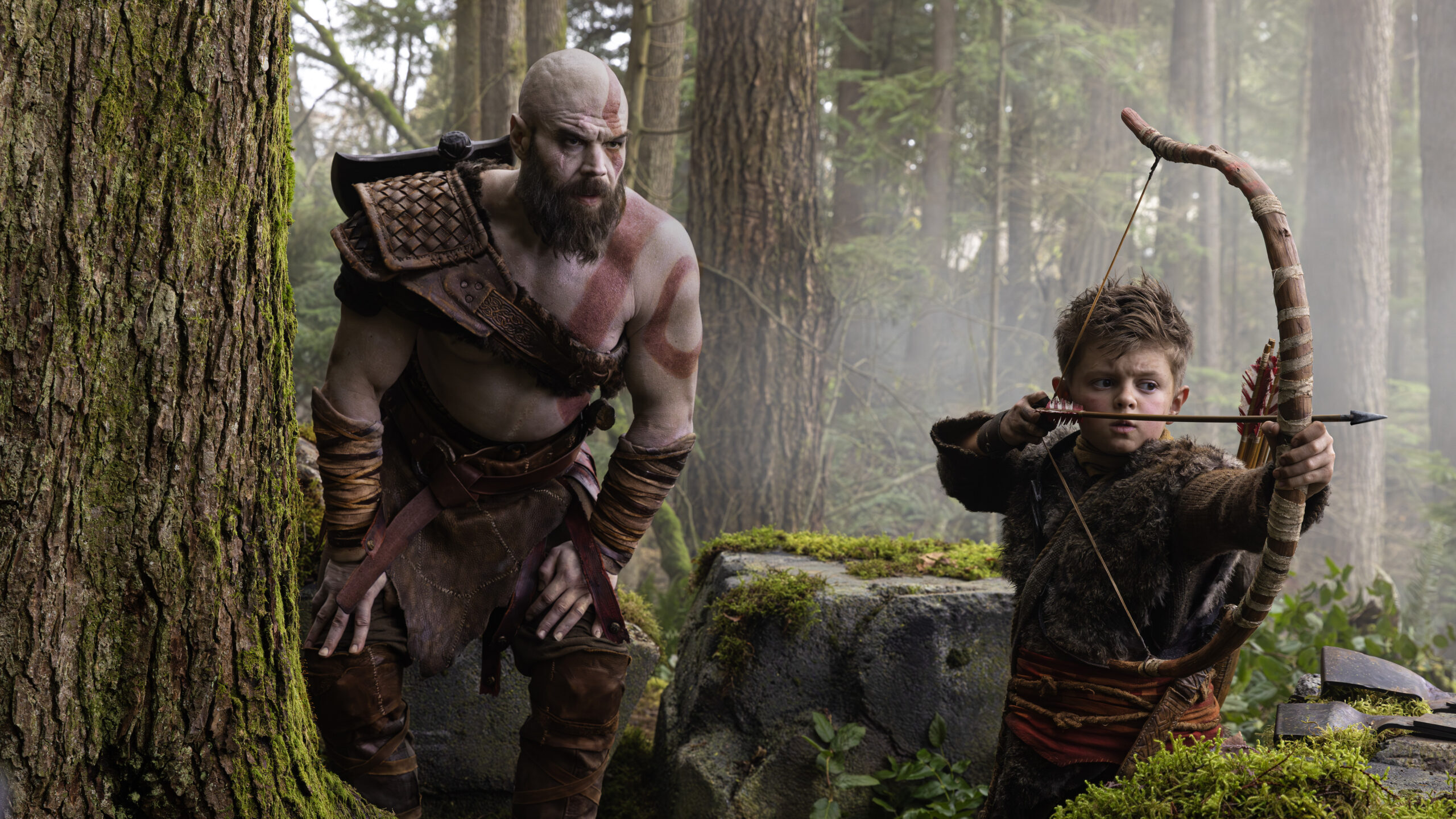 A still photo from the live-action God of War TV show.