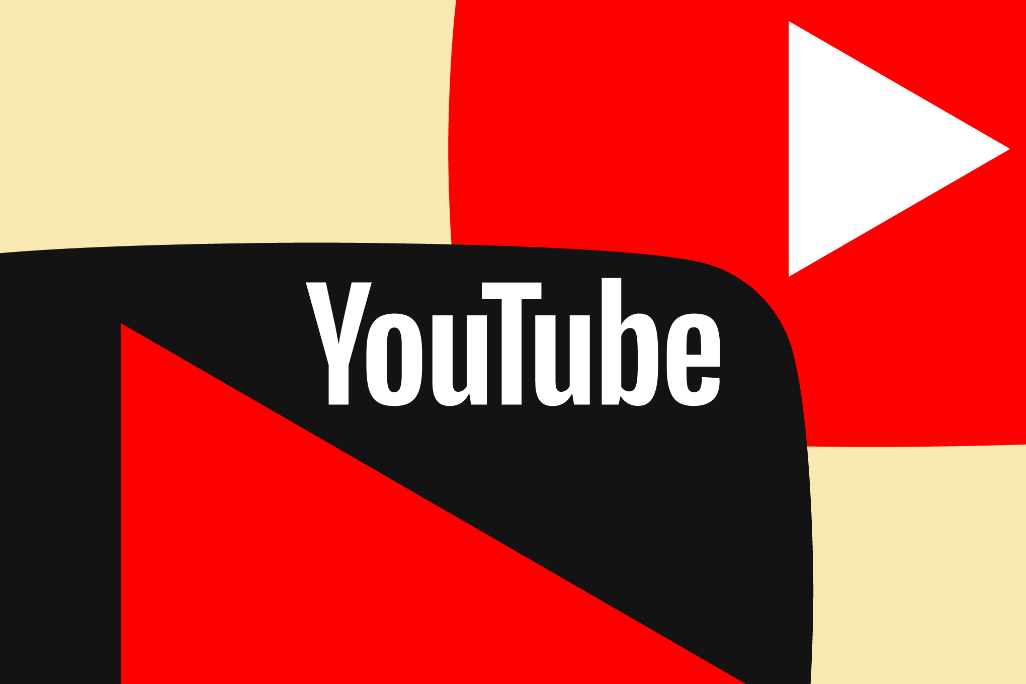 The YouTube logo on an illustrated red, yellow, and black background.