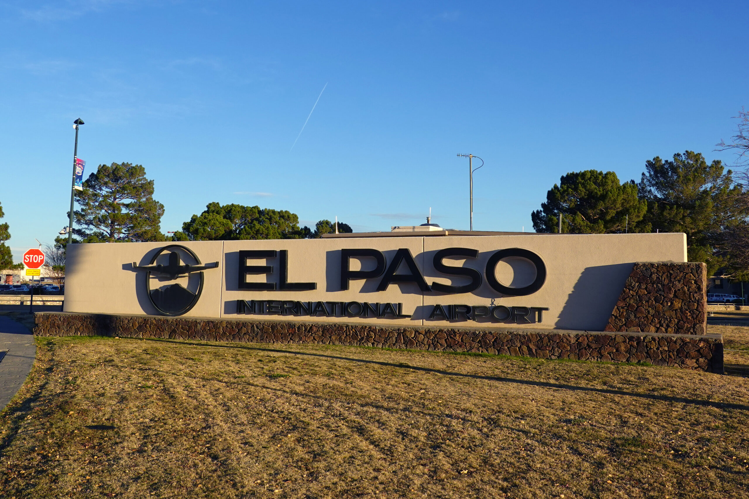 A photo showing an El Paso International Airport sign