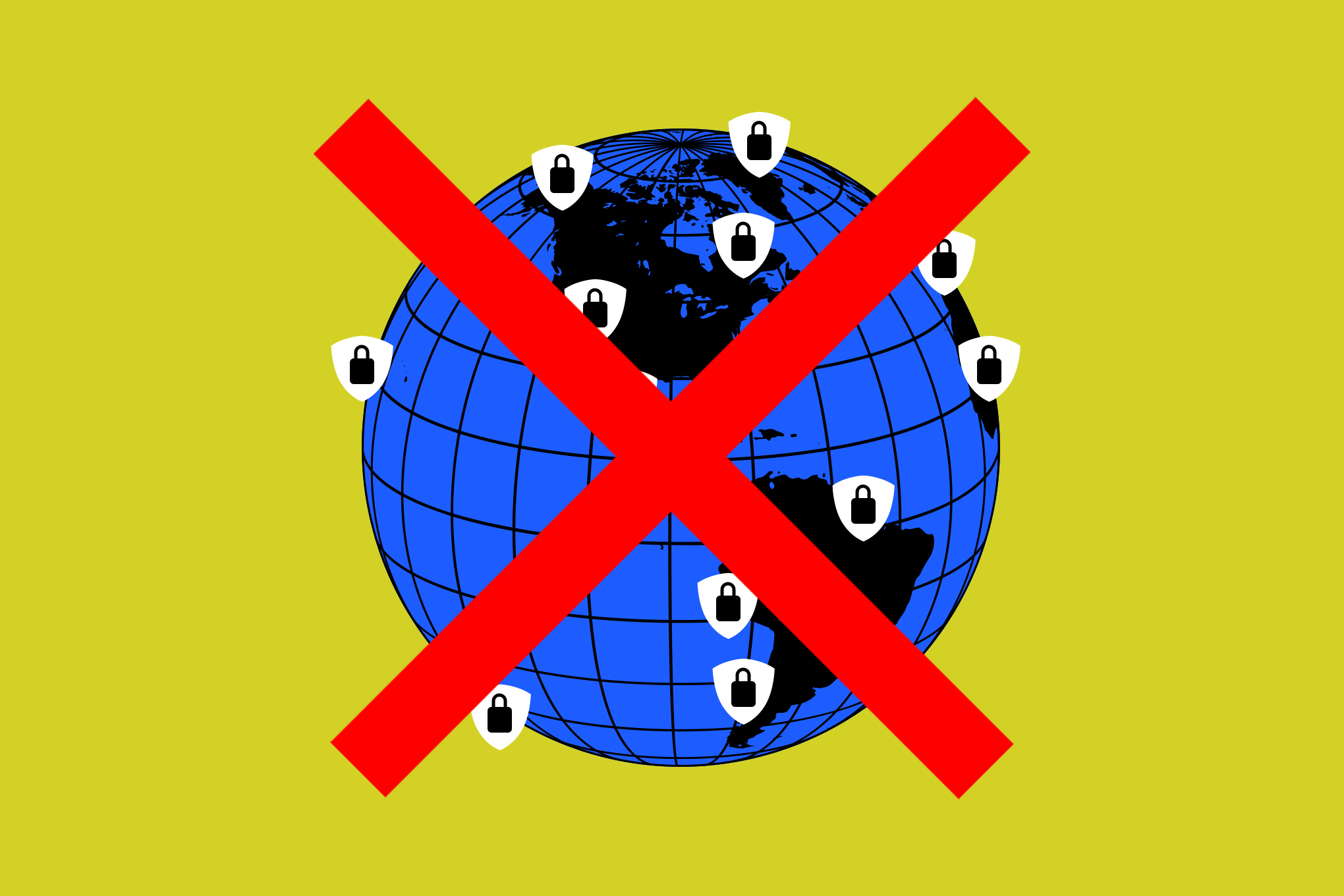 Illustration of VPNs being censored worldwide
