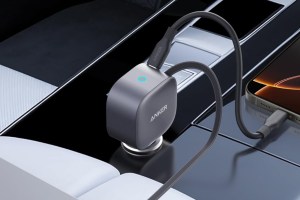 Anker's 70W Car Charger connected to an iPhone.