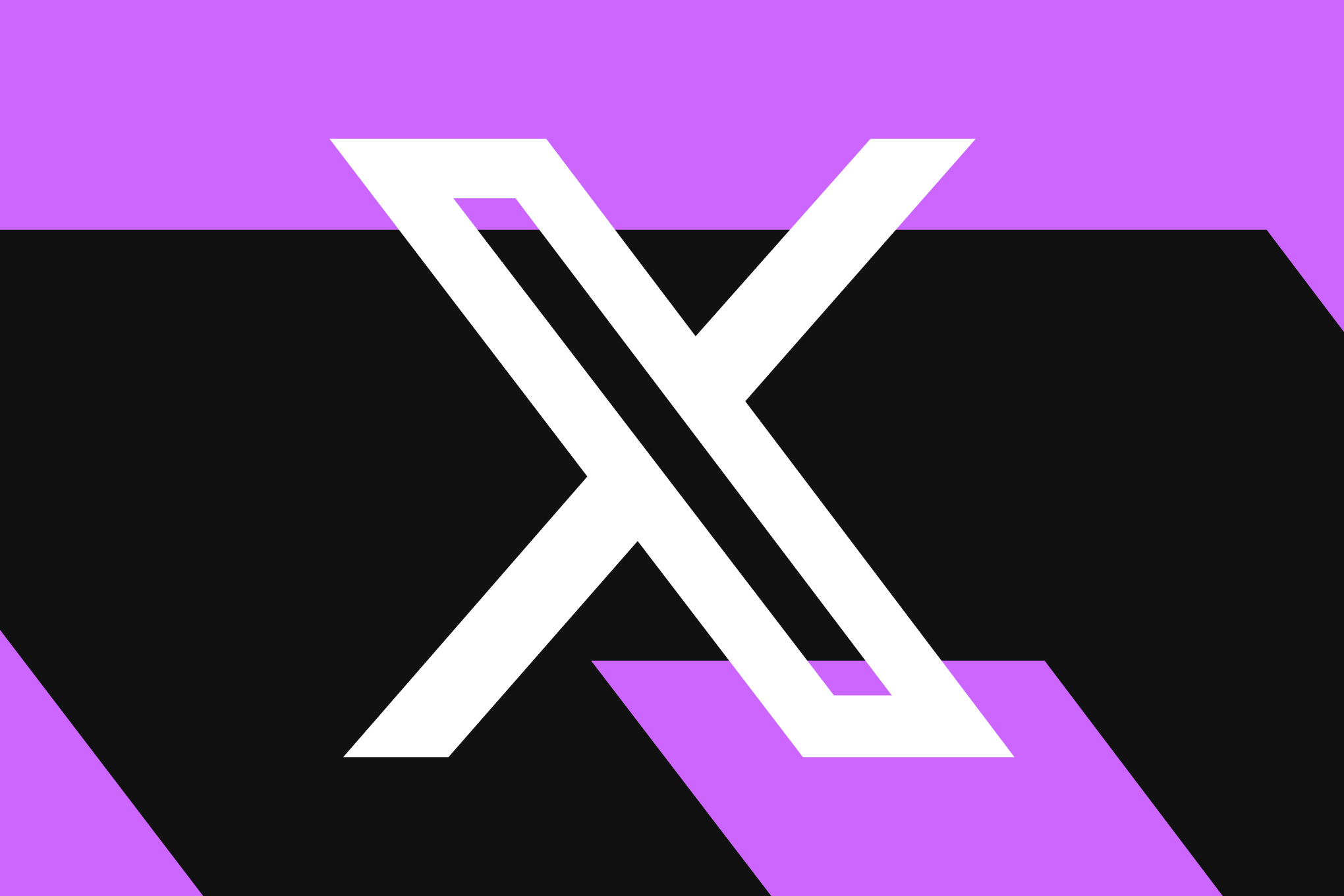 X logo on black and purple background.