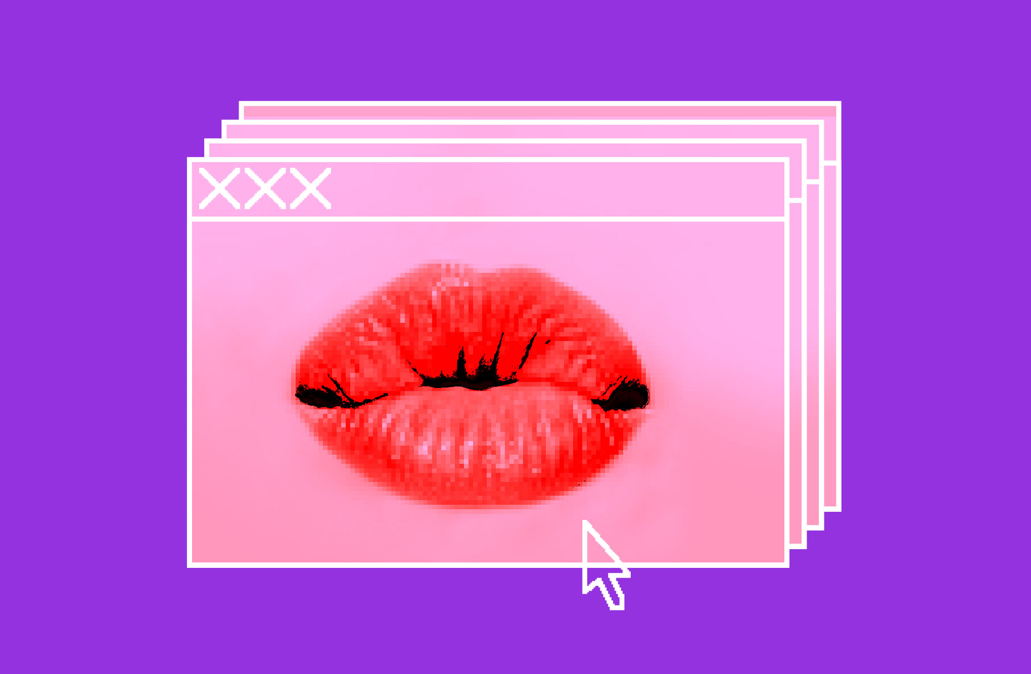 Illustration of lips in a browser window.