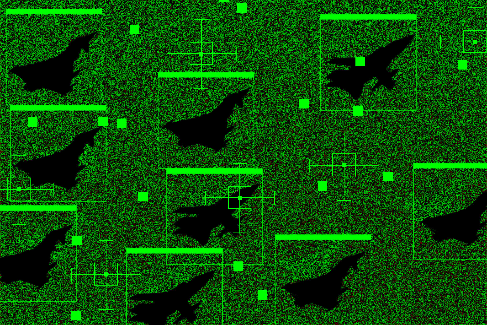 Warplanes being targeted with AI overlays.