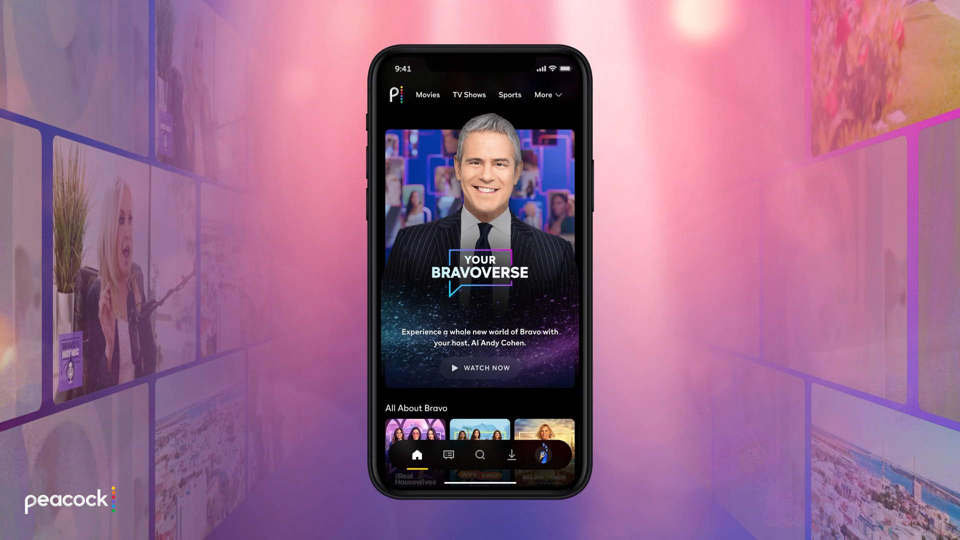 An image of Andy Cohen in the Peacock app