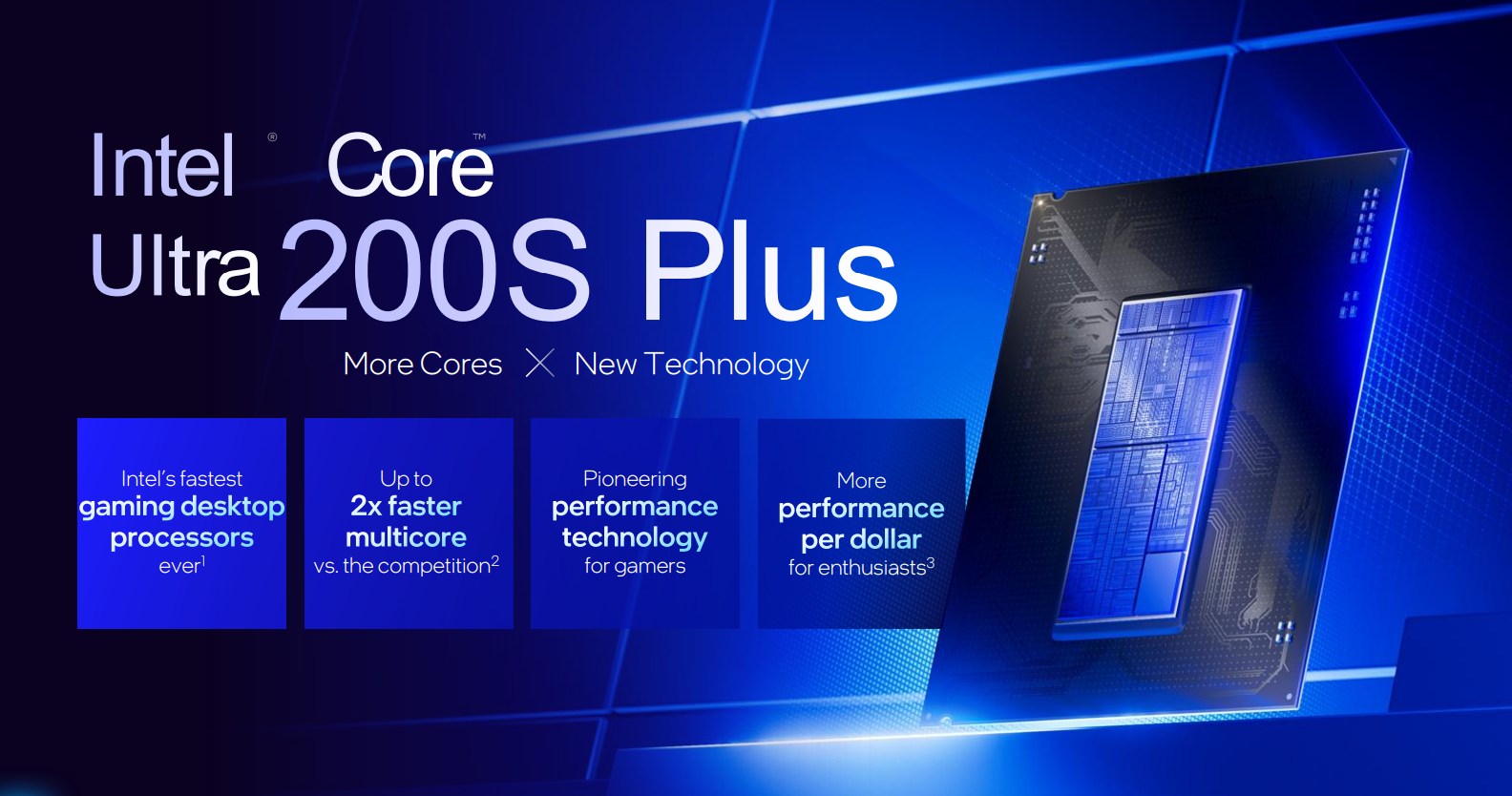 A slide for the Intel Core Ultra 200S Plus shows the company’s biggest brags, like the fastest desktop gaming processor it’s yet made.