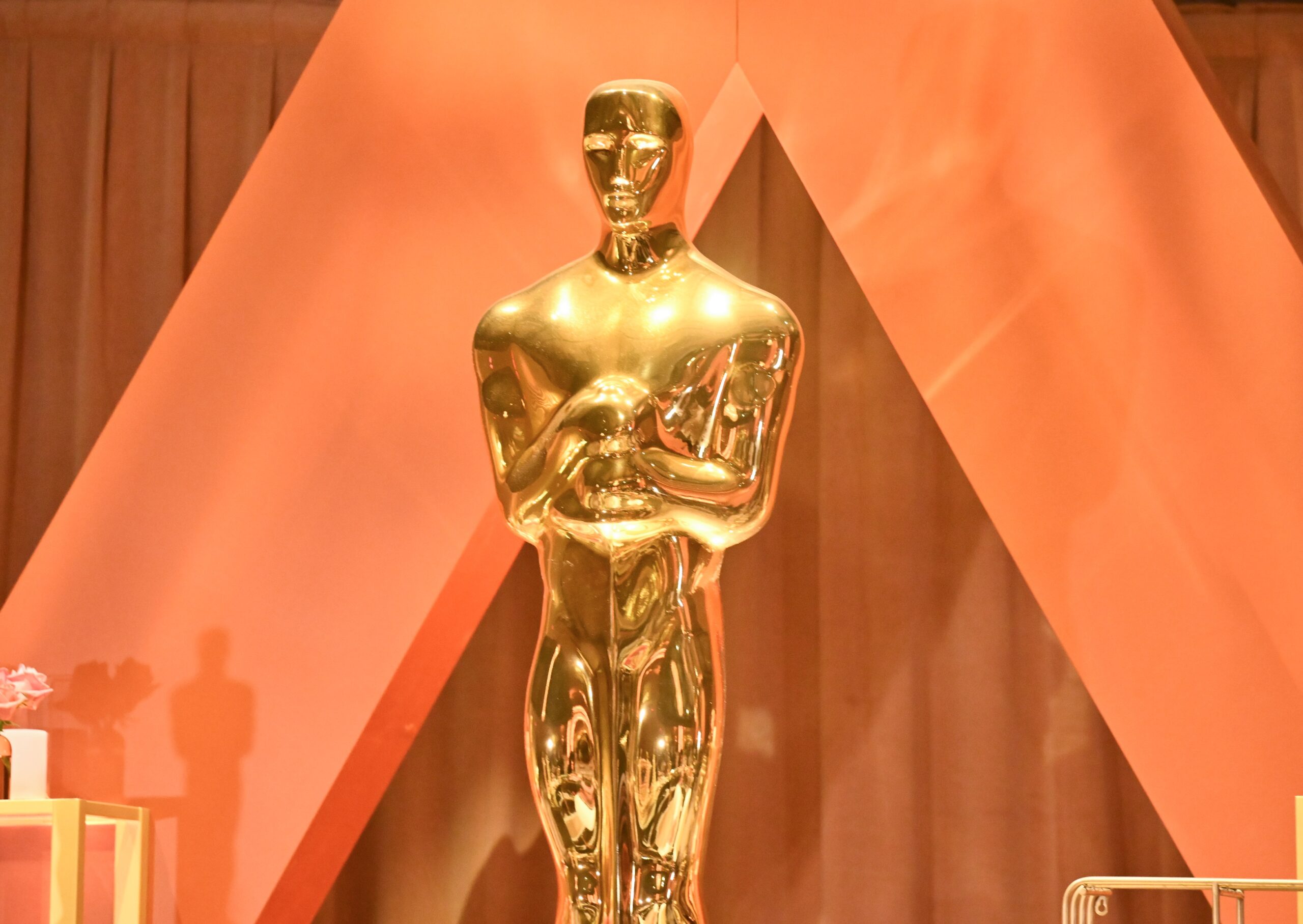 A tight shot of an Oscars status.