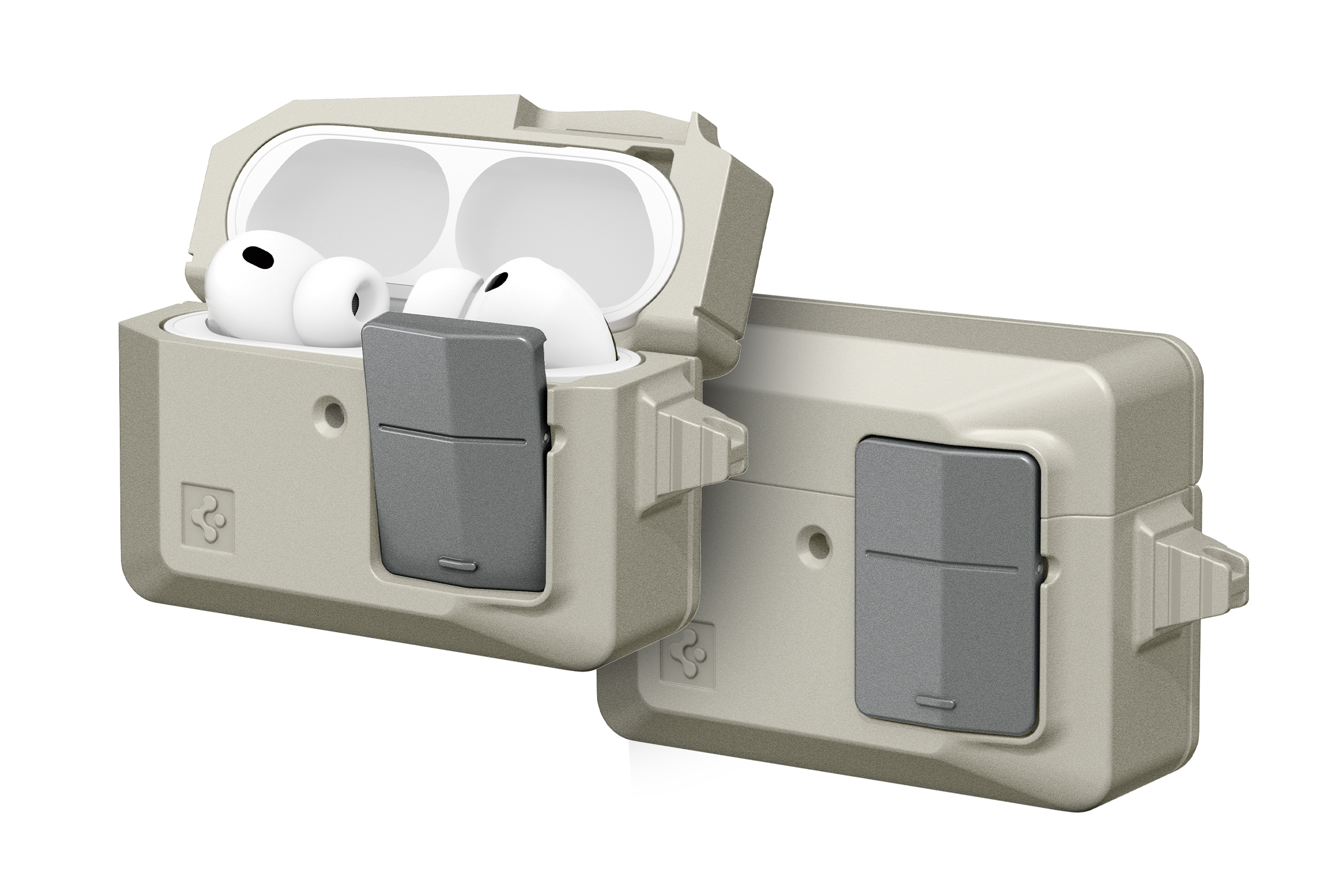 The Spigen Classic LS AirPods Pro 3 case with the charging case's lid opened and closed.