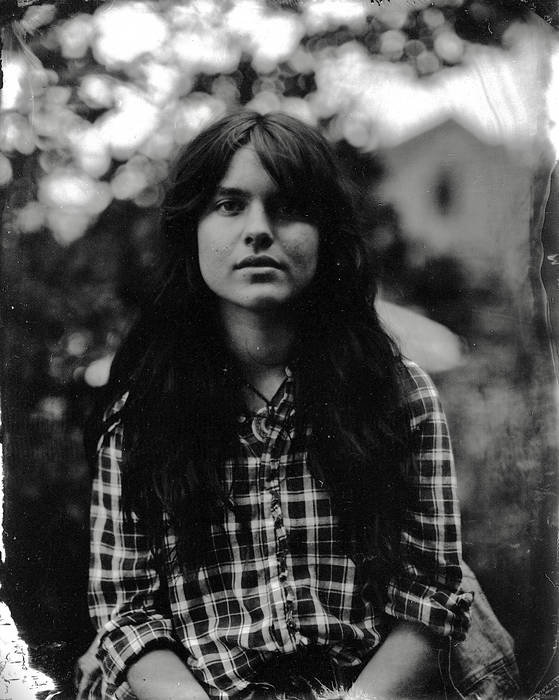 Musician Murphy Campbell in a black and white photo that appears to be taken on an old-school large format film camera.