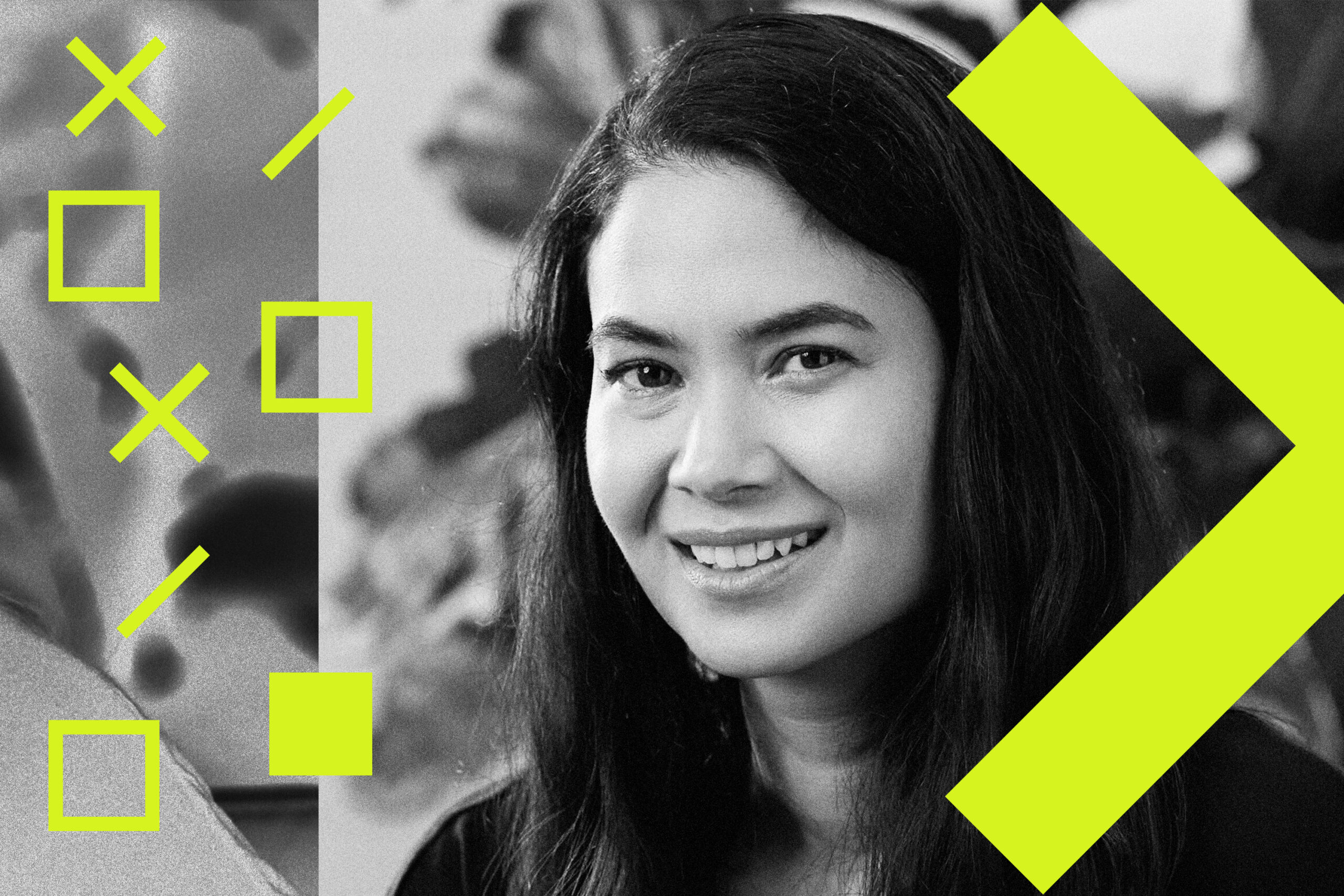 A stylized illustration of Canva CEO Melanie Perkins