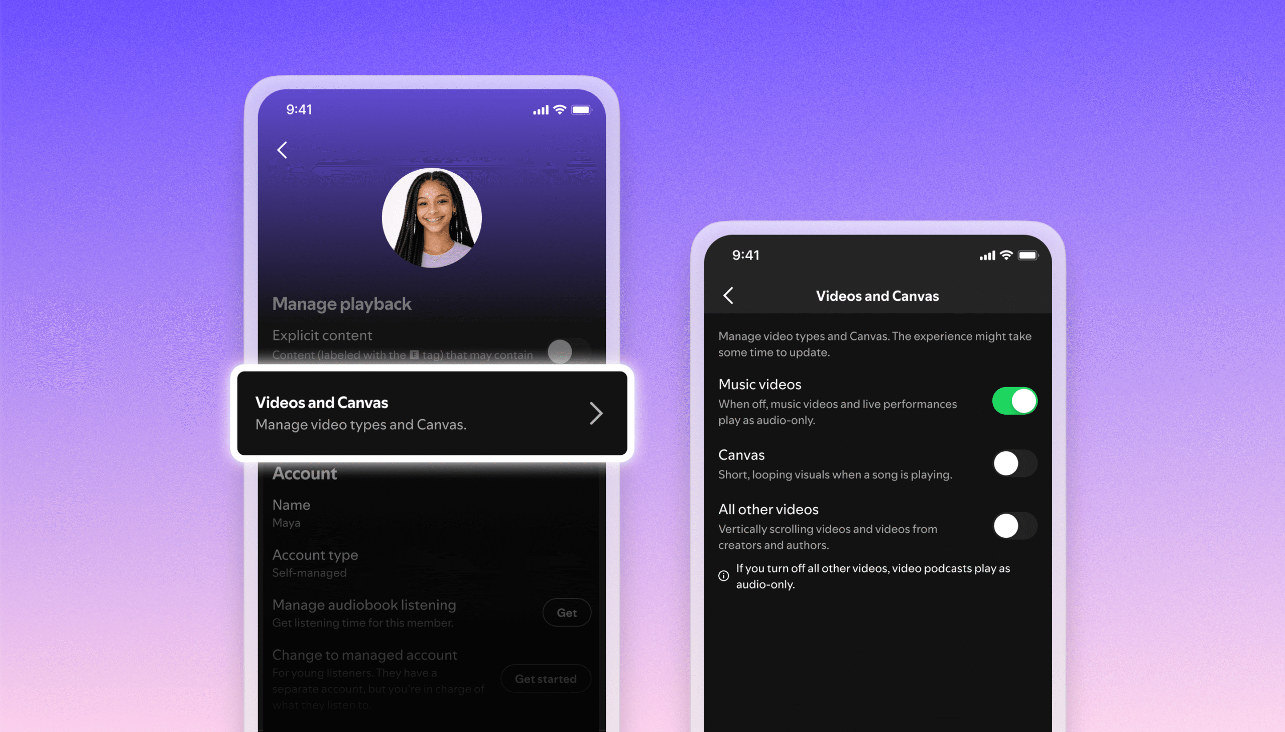 Screenshot showing video playback controls on Spotify