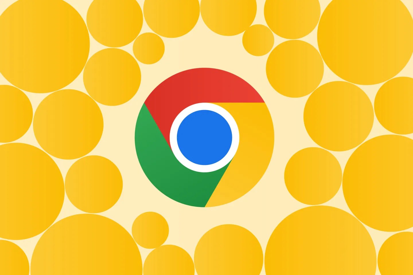 An image of the Chrome logo on a yellow background