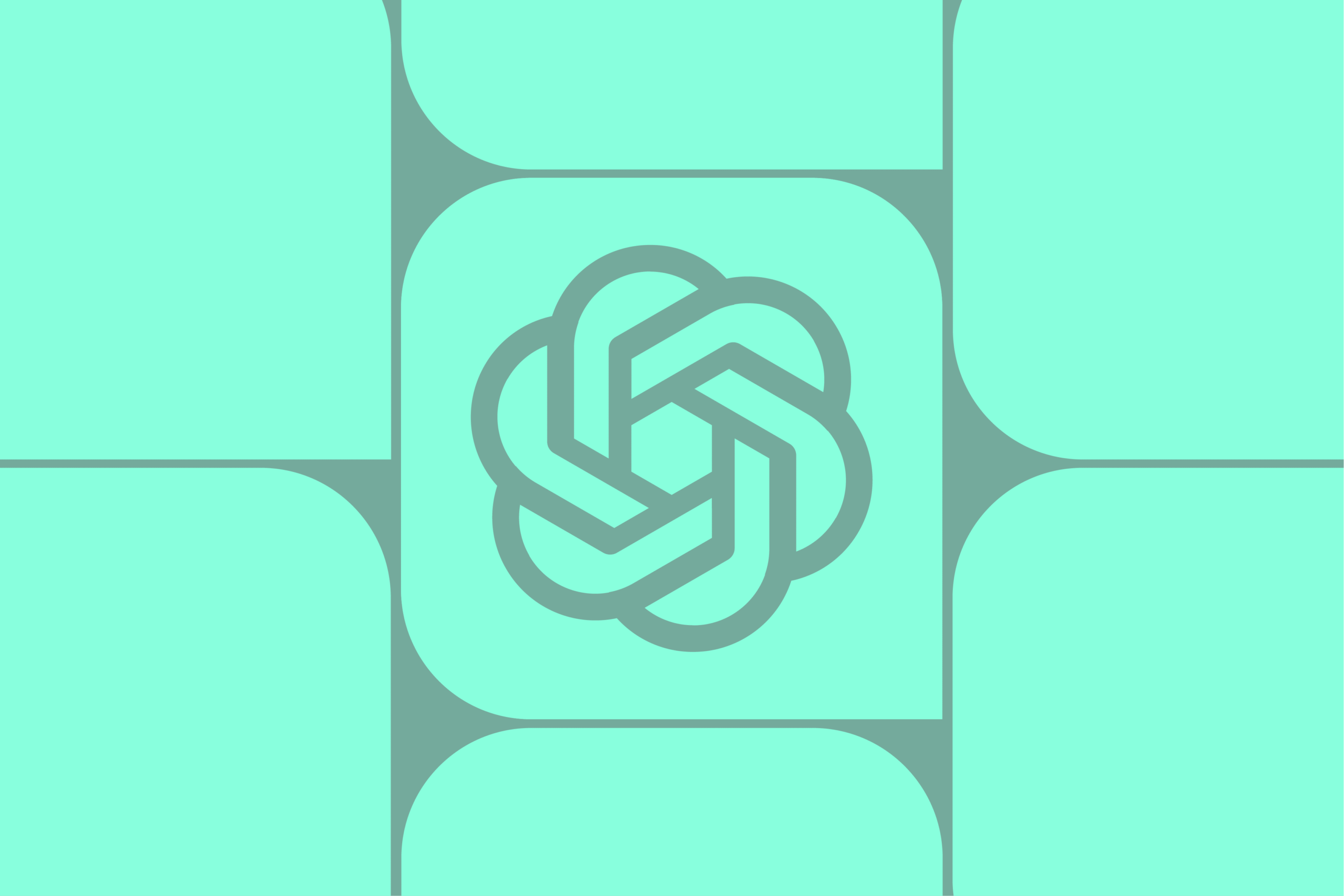 Chat GPT logo on a graphic green background.