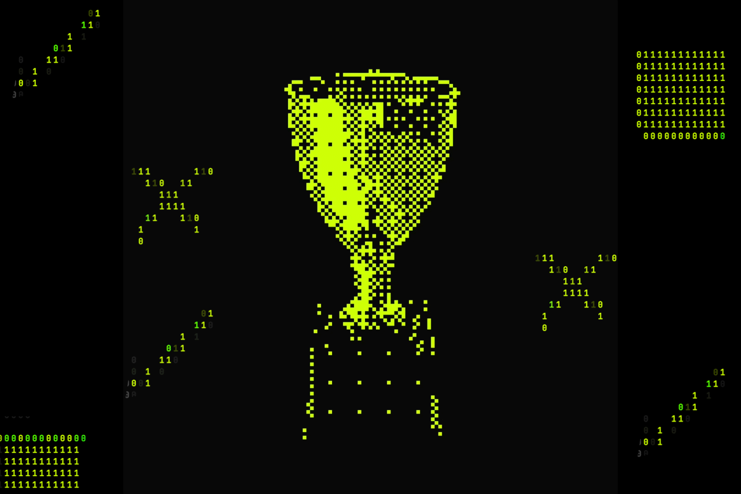 A graphic of a spinning trophy.