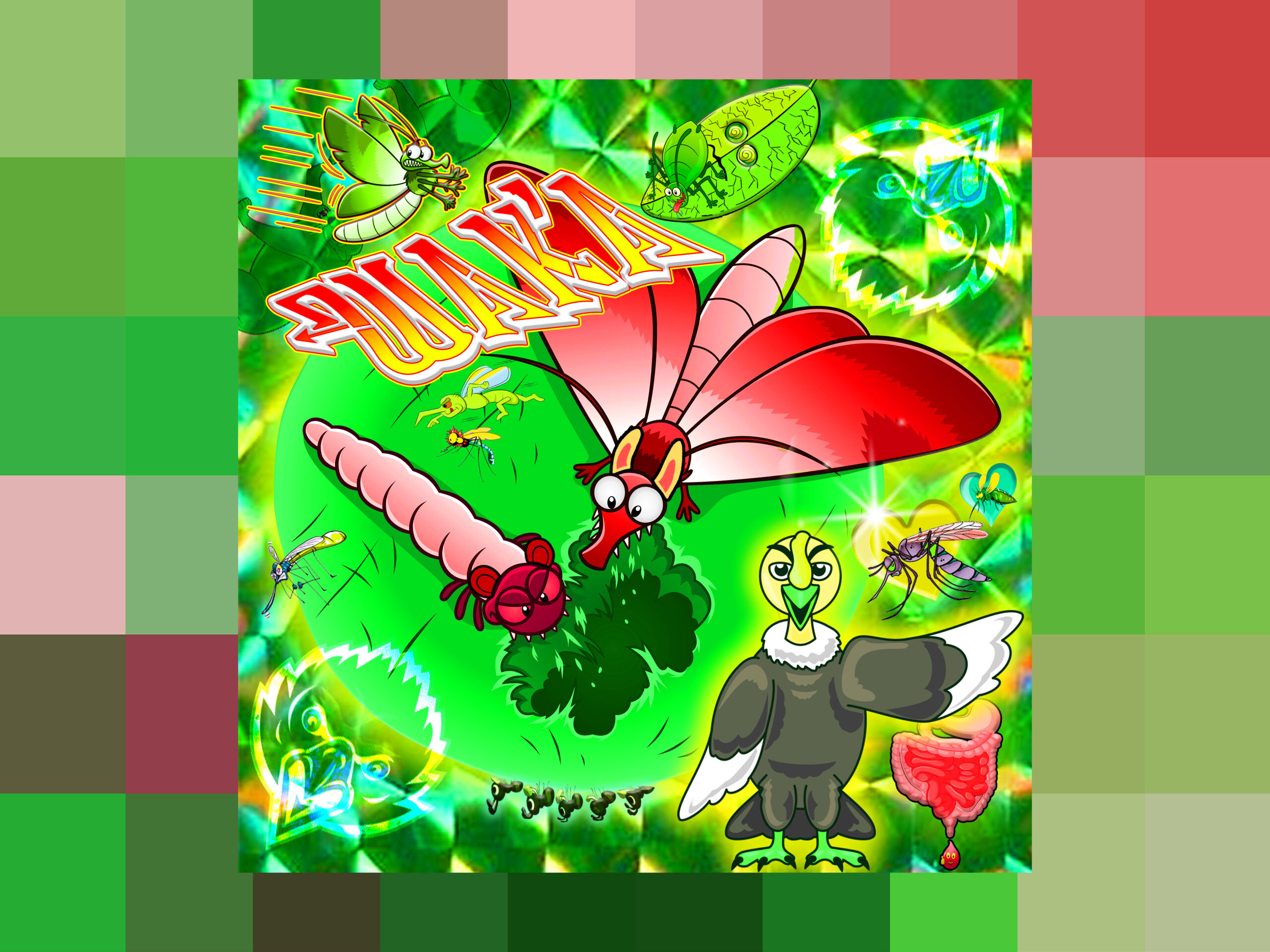 Cover of Los Thuthunaka’s Wak’a featuring a cartoon moth, caterpillar, and eagle.