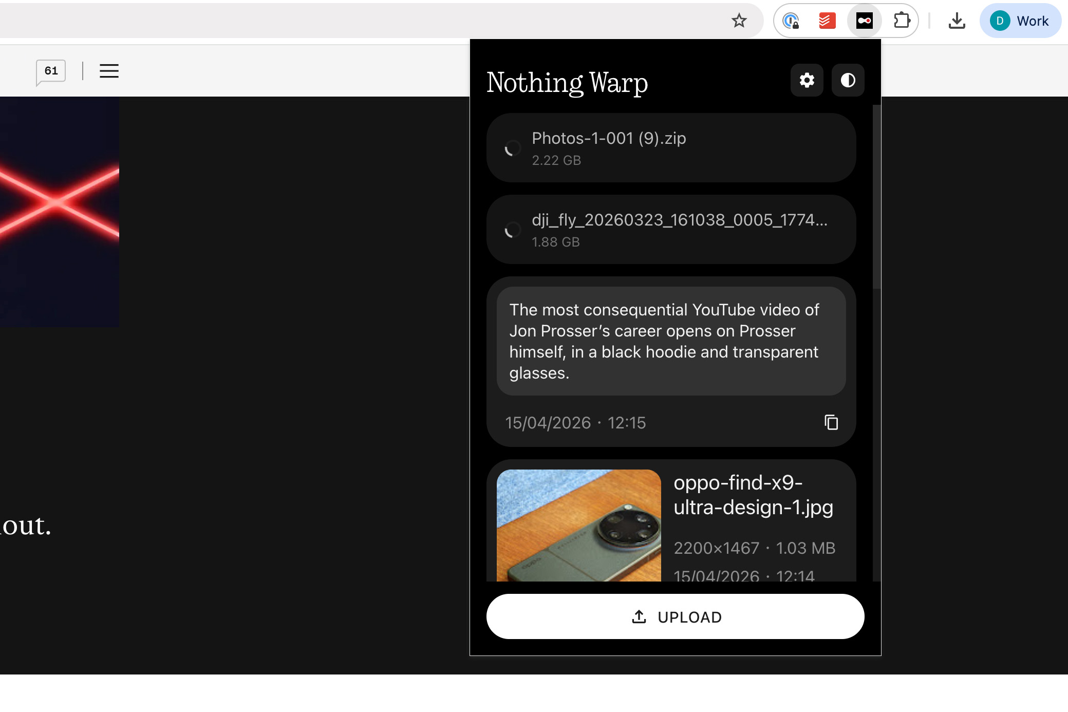 Screenshot of Nothing Warp browser extension