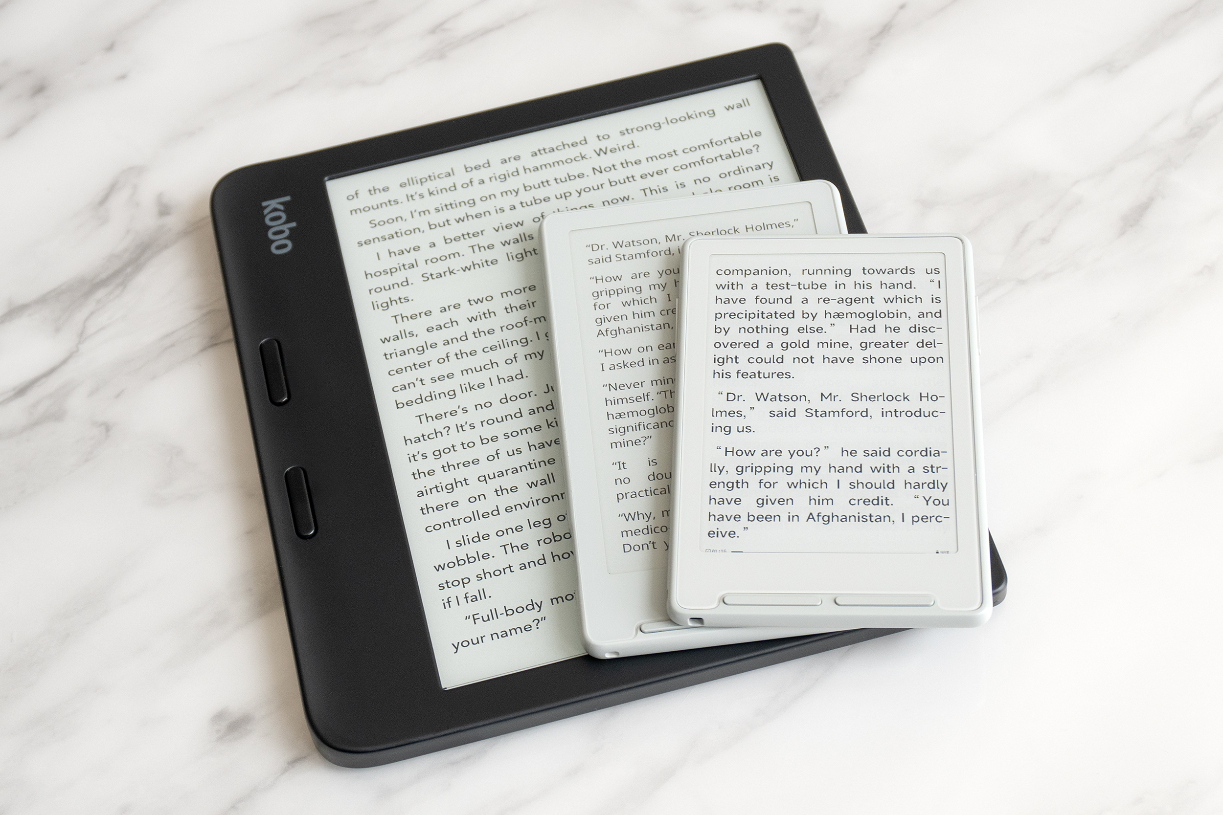 The Xteink X3 e-reader stacked atop the X4 and a Kobo Libra 2. The Xteink X3 e-reader stacked atop the X4 and a Kobo Libra 2.